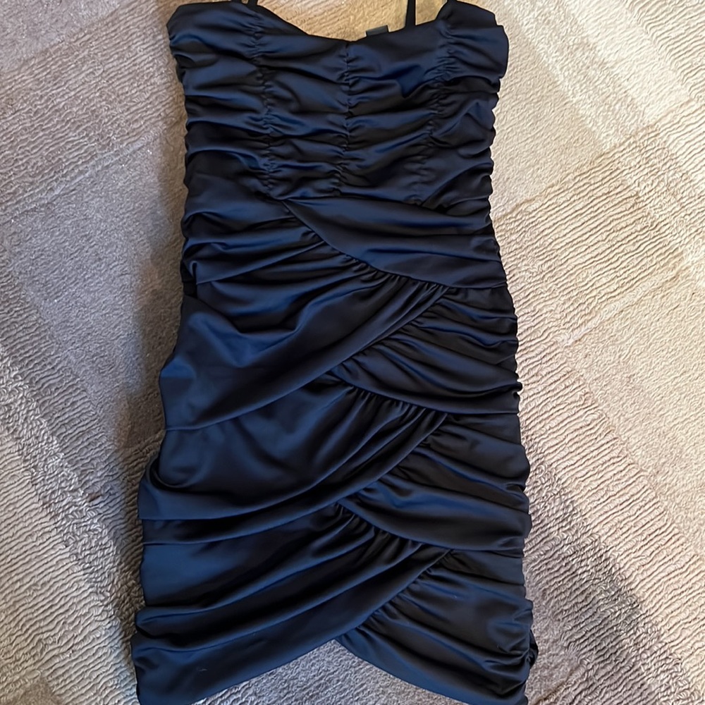 EUC H&M Ruched Black Cocktail Dress size S